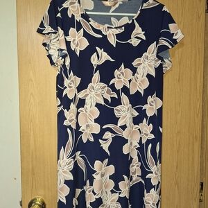 Sami & Jo Navy Midi Dress with Blush Floral Print